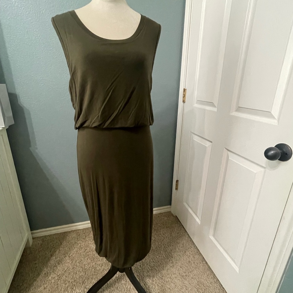 Leith Dark Olive Midi Dress